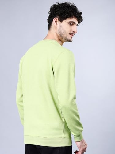 Image of The Indian Garage Co Green Regular Fit Self Design Overhead Crewneck Sweatshirt