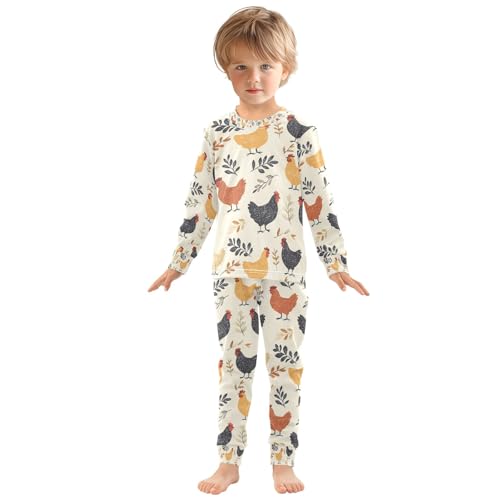 senya Rooster Eat Leaves Pajamas Set Long Sleeve Soft Cotton Sleepwear 2 Piece3