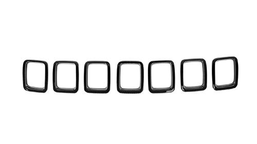 7PCS Grill Inserts Grill Slots Cover, Grille Inserts Guard Trim Frame for 2017 2018 2019 Jeep Compass (Carbon Fiber Grain)