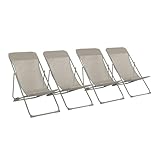 Dossier incliné sweeek - Lot de 4 chaises Pliantes Livorno en Acier/textilene. Kaki. 83 x 88 x 95 cm