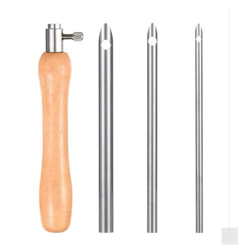 Image of 5Pcs Punch Needle Tool with Wooden Handle, Punch Needle Threader, Punchs Needles Fabric - Perfect Embroidery Kit for Beginners and DIY Craft Stitching