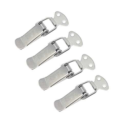 JZK Lot de 4 loquets à bascule à ressort en métal pour boîte à outils, loquet en métal, loquet à bascule, loquet de serrage pour boîte à outils, boîte en métal, boîte en bois