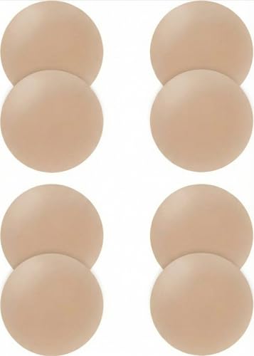 ALYNE Nipple Covers for Women - Reusable Silicone Pasties, Waterproof & Seamless Adhesive Breast Petals, Invisible No-Show Sticky Bra, Washable & Soft (4Pair - 8Pcs)