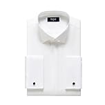 REXIUD Men’s Tuxedo Shirt Wing Collar Hidden Placket French Cuff Stretch Dress Shirt Formal Long Sleeve Solid (UK, Alpha, M, Regular, Regular) White
