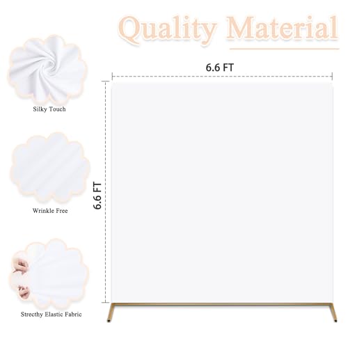 PATYDEST White 6.6FT Square Arch Cover - Polyester & Spandex Stretchy Backdrop for Wedding, Baby Shower, Birthday & More