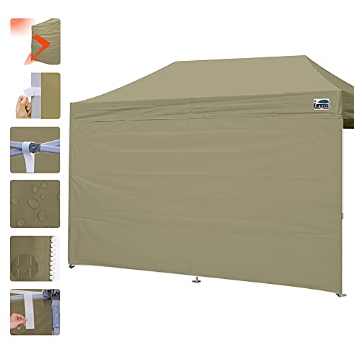Image of Eurmax USA 10x20 Pop Up Canopy SunWall-UV Protection for Tents,Blocks Sunlight&Wind,Water Resistant Side Wall Only,Easy Hook & Loop Installation,Fit for 20FT Straight Leg Shelters&Gazebo,Khaki