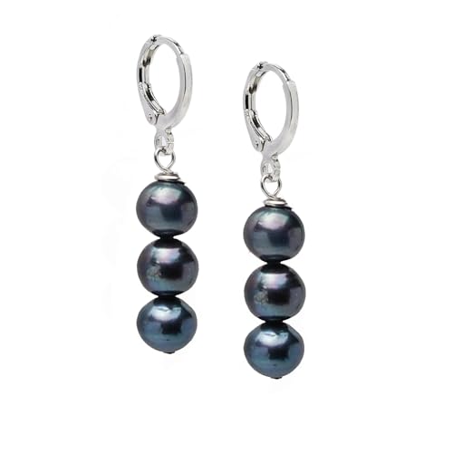 Boucles d'oreilles perles noires créoles à porter en soirée ou au bureau