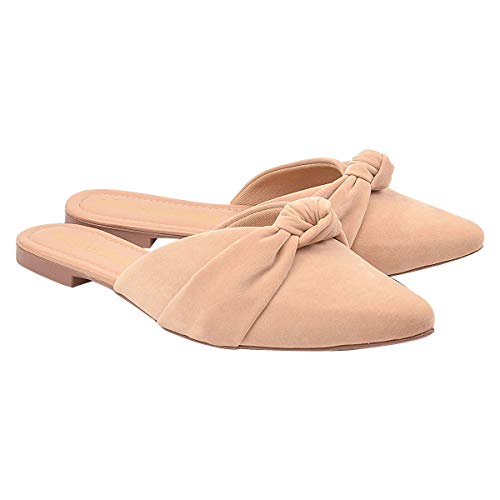 Mule Feminino Rasteirinha Camurça Nude Eleganteria Tamanho:36;Cor:Natural Nude