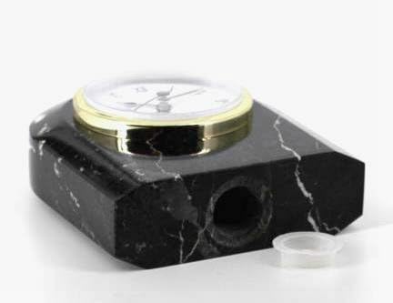 KhanImports Genuine Black Marble Keepsake Urn Clock for Ashes - Holds 1 Cubic Inch