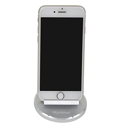 Myvision Desktop Cell Phone Stand: Portable Aluminum Smartphone Holder Cellphone Cradle Universal Holder Stand Mobile Smart Dock Mount for Smartphones and Tablets (Silver)