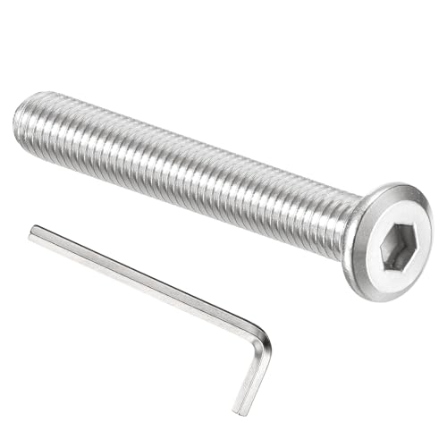 Image of PATIKIL M10x70mm Flat Head Hex Socket Cap Screws Bolts, 4PCS 304 Stainless Steel 18-8 Furniture Bolt with Hex Allen Wrench for Bed Chair Repairs Ship Assembly Mechanical Industry, Silver