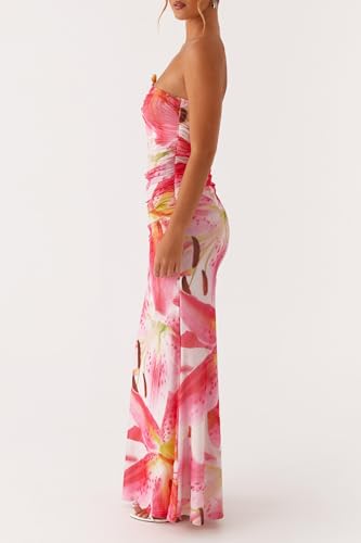 Image of Cut Out Maxi Tube Dresses for Women Sexy Y2k Strapless Backless Bodycon Long Dress Summer Sleeveless Hollow Sundress