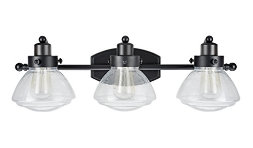 Best Deal Aspen Creative 62062, Three-Light Metal Bathroom Vanity Wall Light Fixture, 24 3/4" Wide, Transitional Design in Black with Clear Seedy Glass Shade Best Deal Aspen Creative 62062, Three-Light Metal Bathroom Vanity Wall Light Fixture, 24 3/4" Wide, Transitional Design in Black with Clear Seedy Glass Shade