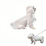 Clear Dog Rain Poncho for Small Medium Dogs,Heavy Waterproof Raincoat with Hidden Leash Hole&Adjustable Snaps,Pet Hooded Cape for Bichon Poodle (4-8lbs) (Transparent, Medium)