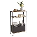 Aibiju サイドベッド テーブル サイドテーブル スリム 布製引き出し付き 狭い ラック オープンシェルフ 棚高さ調節可能 コンソールテーブル 玄関ラック 幅43×奥行18×高さ66cm ライトグレー YD-TM052Y