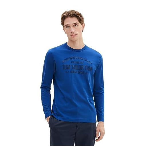 TOM TAILOR 1039836 Camiseta de Manga Larga, 19168 Hockey Blue-Juego de Mesa, XL para Hombre