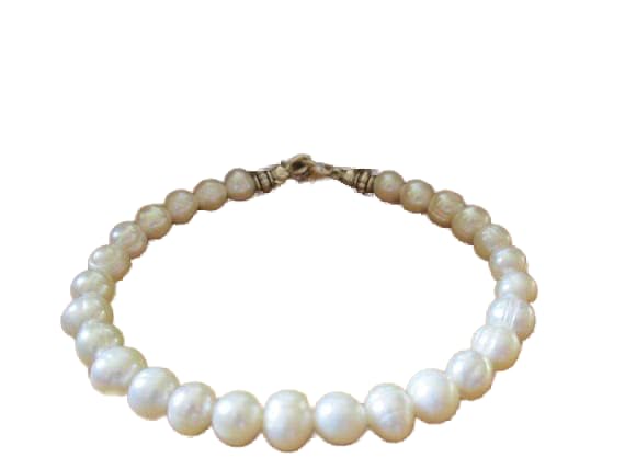 Bracelet perles deau douce 6mm anti irritation avec fermoir argenté LKBEADS