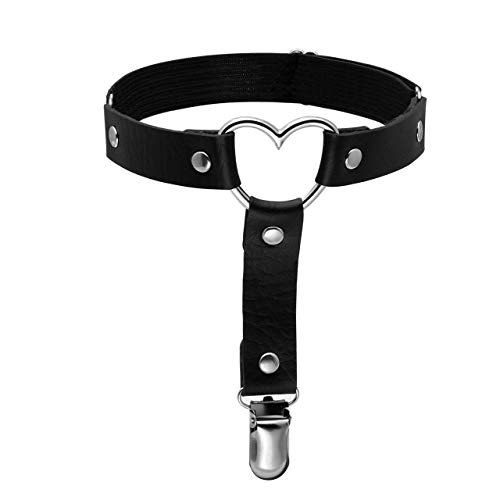Manfnee 2PCS Leather Garter Belt for Women Gothic Punk Harness Black