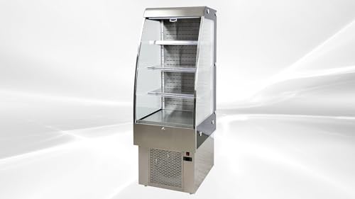 Elite Kitchen Supply Commercial Open Display Refrigerator, 8.8 Cu Ft, 250L Capacity, LED Lighting, 3 Adjustable Shelves, Digital Temperature Control CF-250 ETL