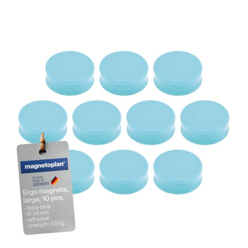 Ergo Large Magnets, Diameter 34 mm x 12.5 mm, Pack of 10 Baby Blue