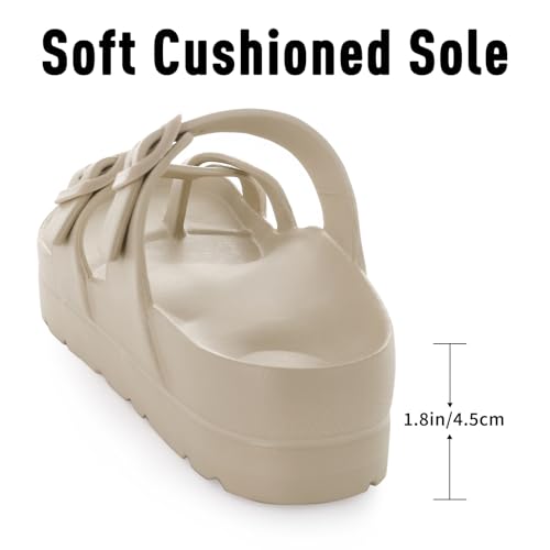 Image of Goosecret Women's Platform Sandals with Arch Support Comfortable Foam Slides Summer Beach Sandals with Adjustable Buckle