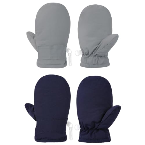 Image of Infant Baby Toddler Winter Mittnes Lined Fleece Snow Gloves For Boys Girls | 2 pairs Toddler Warm Waterproof Mittens Lined Fleece Ski Snow Gloves,Baby Boys Girls Winter Warm Gloves 6-24 Months 2-4 T