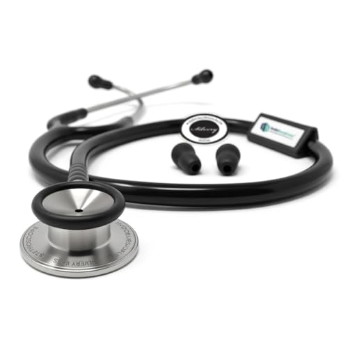Image of IS IndoSurgicals Silvery II-SS Stainless Steel Stethoscope for Doctors & Medical Students (Black)