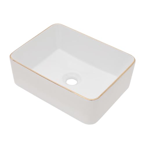 GHOMEG 16 Inch Bathroom Vessel Sink White Bathroom Sink Ceramic