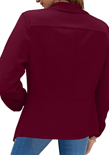 Image of YMING Womens Open Front Work Blazer Business Long Sleeve Jackets Solid Color Office Short Cardigans
