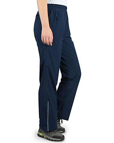 33,000ft Regenhose Damen Wasserdicht Atmungsaktiv Gefüttert Wanderhose Fahrrad Überziehhose Leichte Winddicht Outdoorhose Navy Blau L