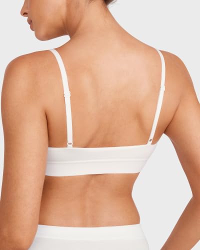 Image of INLYRIC Women's Cotton Bralette - Wireless Unlined Sleep Comfortable Seamless Cami Bra