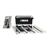 BIHUI 8-Piece Tile Trowel Set in Stainless Steel - 1 Changeable TPR Handle with Square, Round, Tiger and Diagonal Notch Trowels and Storage Tool Box