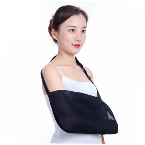 BEBEMOKO 1Pc Adjustable Shoulder Immobilizer Sling Breathable Forearm Support for Fractures Comfortable Arm Brace for Men Women Black