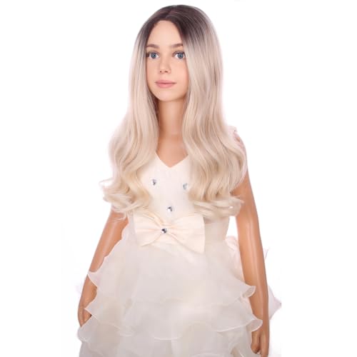 Image of PATTNIUM Long Blonde Wigs Long Curly Wavy Ombre Blonde Wig Middle Part Girls Wigs Heat Resistant Synthetic Hair Wigs