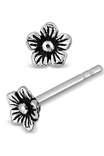 Adeley Sterling Silver Flower Stud Tiny Stud Earrings Flower Stud Earrings Silver Flower Earrings Studs Silver Tiny Earrings Mini Earrings Tiny Stud Silver Earrings Silver Tiny Stud Earrings