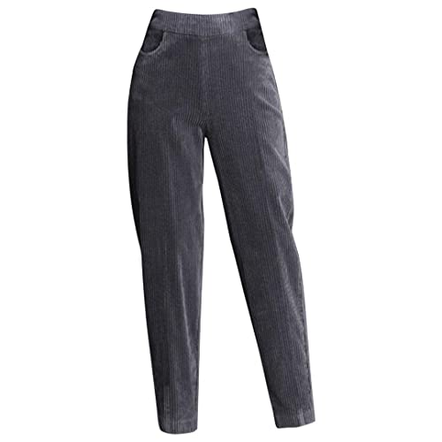 Pantalon d'hiver femme droit et fluide couleur gris uni de taille L haut de gamme