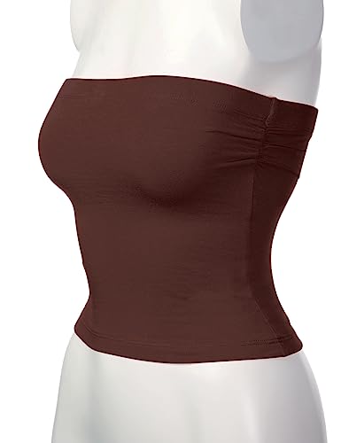 Image of Women's Shapewear Tube Tops Strapless Ruched Built-in Shelf Bra Casual