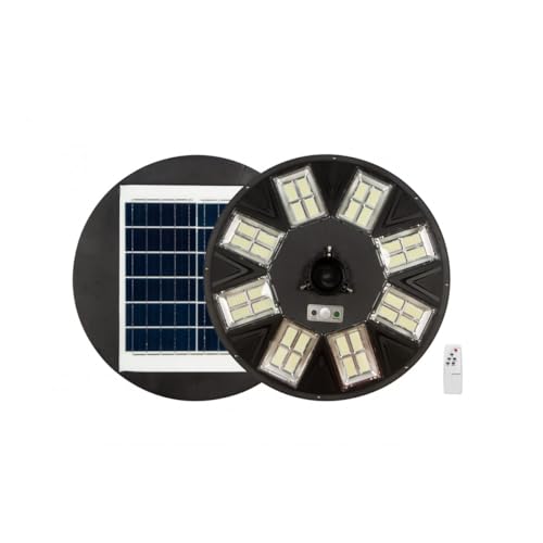 Jandei   Farola Solar LED 4000 Lúmenes, para Exterior IP65, Batería 15.000 mAH, Mando Incluidos, Sensor de Movimiento 6 8m, Iluminación Blanco Frío 6000K, Parque, Jardín, Patio, Calles