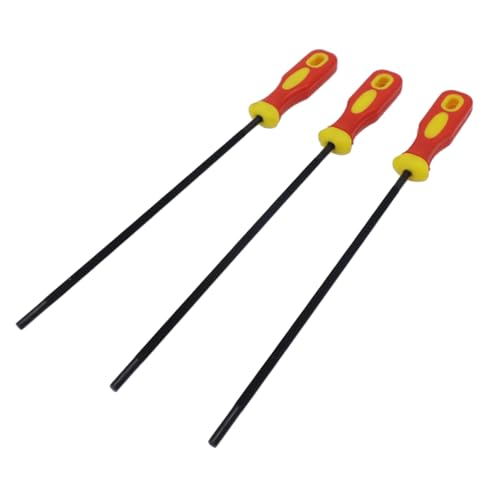 Joyangy 3 Pack 3/16 Inch (4.8mm) Chainsaw Chain Sharpening Files, Round Chainsaw Sharpener File Set with Plastic Handles, Carbon Steel for Sharpening Chainsaws