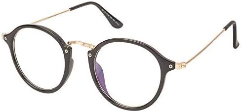 ARZONAI Frame Round Shape Black-Transparent UV Protection Sunglasses | Frame For Men & Women [MA-087-S1 ] - Pack of 1