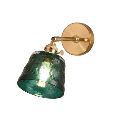 Vintage Industrial Adjustable Wall Sconce Green Textured Glass Vanity Lamp