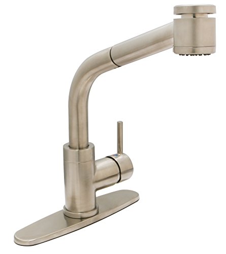 Best Cyber Monday 🔥 Huntington Brass 51151-72 Single-Handle High Arc Modern Pull-Out Kitchen Faucet with Sprayer and Optional Deck Plate, Satin Nickel Black Friday - 80% OFF Huntington Brass 51151-72 Single-Handle High Arc Modern Pull-Out Kitchen Faucet with Sprayer and Optional Deck Plate, Satin Nickel
