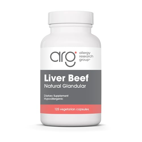 Allergy Research Group Beef Liver Supplement - Liver Function Support, Grass-fed Liver Capsules 1000mg, Glandular Liver Vitamins - 125 Count