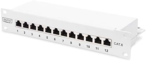DIGITUS Panel krosowy Cat-5e - 8 portów - gniazda RJ45 - montaż w szafie 10-calowej 1U - rozdzielnica LSA - ekranowany - czarny