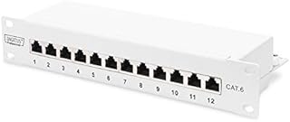 DIGITUS Panel krosowy Cat-5e - 8 portów - gniazda RJ45 - montaż w szafie 10-calowej 1U - rozdzielnica LSA - ekranowany - czarny