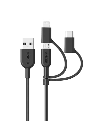 Anker Powerline II 3-in-1 kabel, 0,9 m lange lightning-/USB-C/micro-USB-kabel, voor de iPhone, iPad, LG, Galaxy, Xperia, Android mobiele telefoons en nog veel meer (zwart) - Afbeelding 3