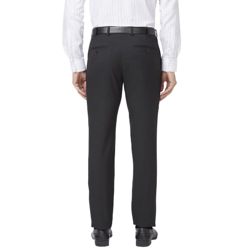 Image of Raymond Men Slim Fit Structure Pattern Polyester Blend Flat Front Formal Trouser