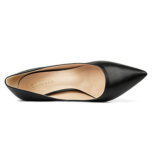 COLETER Women's 4 Inch Pumps Pointy Toe Wedding Dress Shoes Slip on Stiletto Pumps