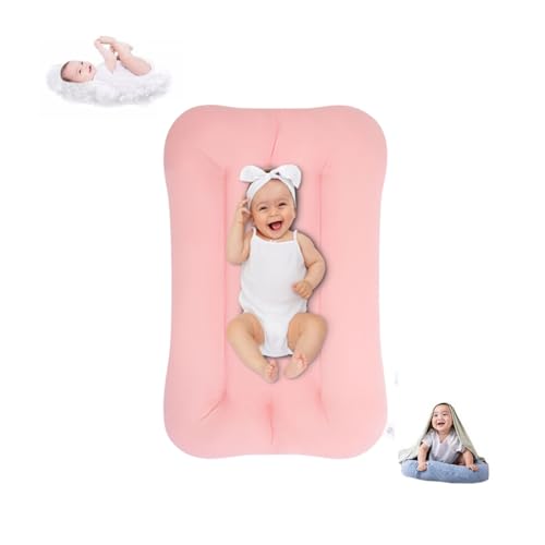 Image of Baby Lounger 0-24 Months, Baby Lounger for Newborn, Soft Organic Cotton Breathable Lounger for Infants (Pink Baby Lounger)
