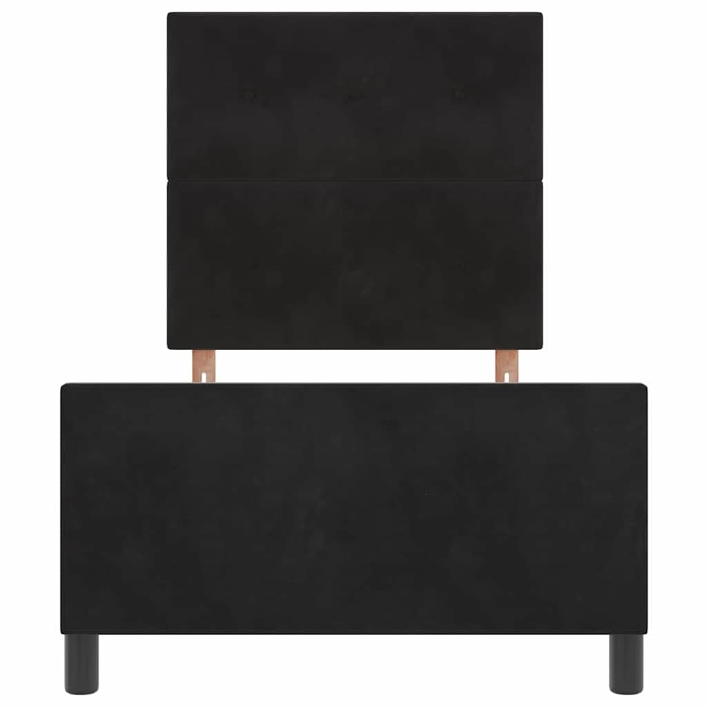 Velluto premium legno massello Modern Box letto singolo Nero 100x200 cm